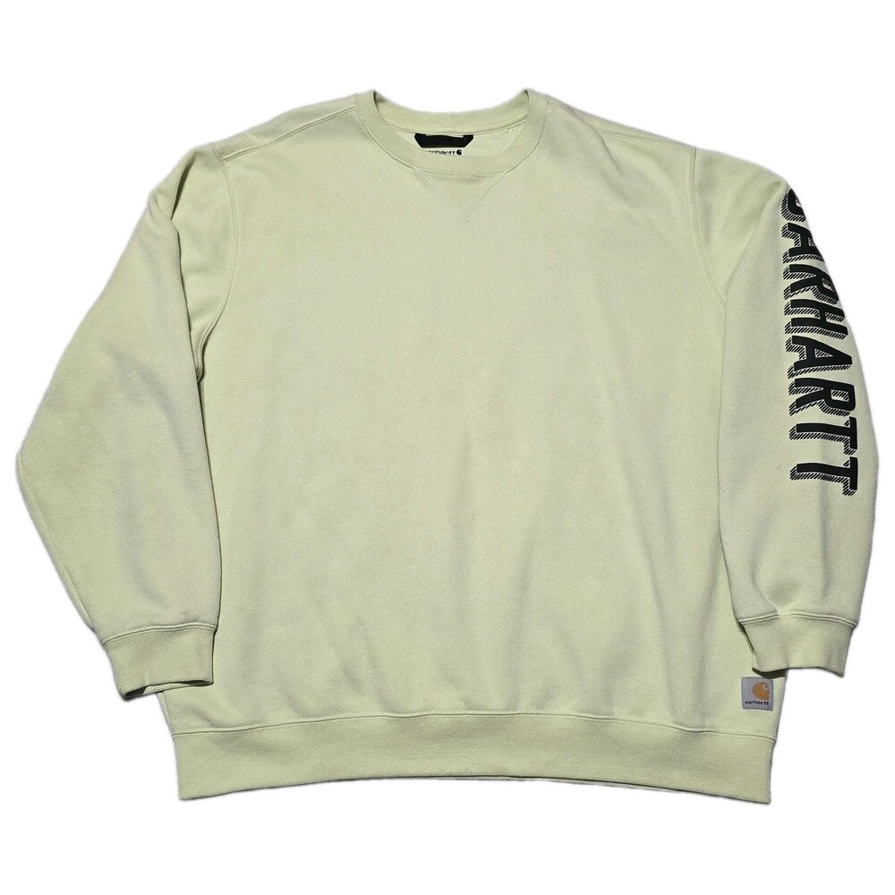 Carhartt Women's 2XL Relaxed Fit Crewneck Sweater Block Logo Sleeves Graphic